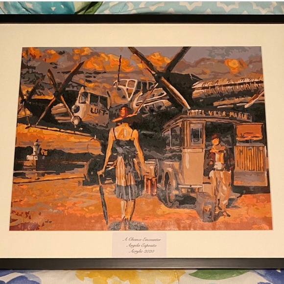 Unframed 16x20 A Chance Encounter Acrylic Painting 2020 - Picture 2 of 3